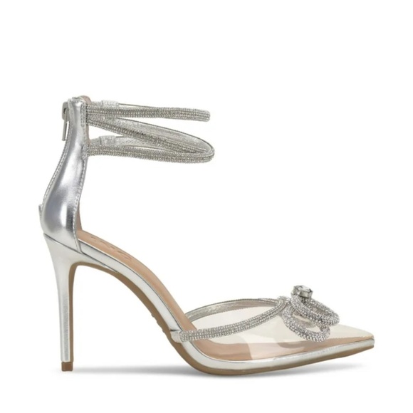 INC Women's Rhinestone Bow Stiletto Heels – Silver - Picture 2 of 8